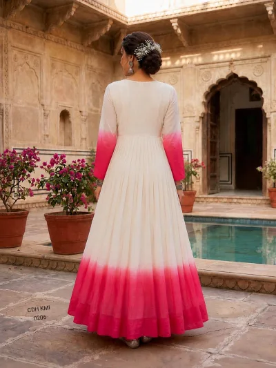 Star Georgette Pedding with Embroidery Woolen thread work DESIGNER  GOWN